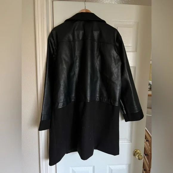 NWT Leather & Wool Trench Jacket Women’s XXL - Picture 7 of 7
